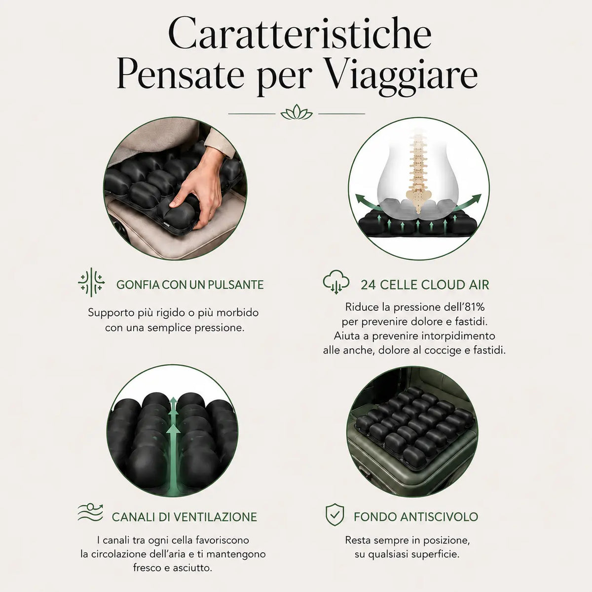 Cuscino a supporto dinamico da viaggio - Kit Completo